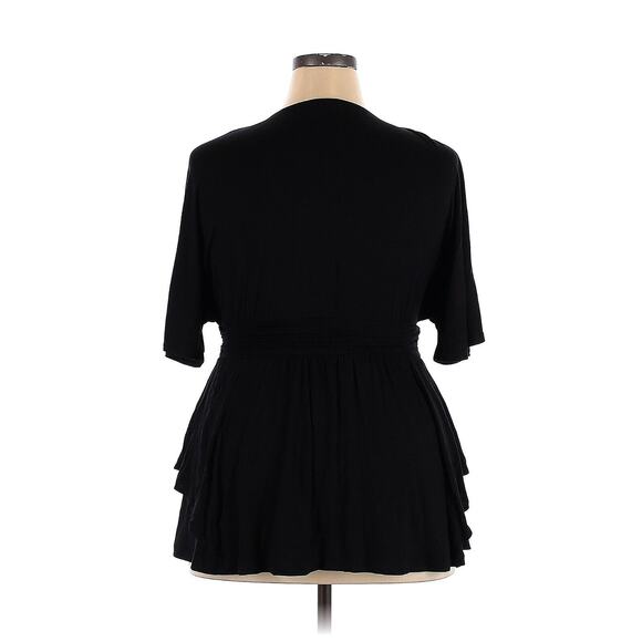 Kiyonna Top Promenade Style 1X Black Flutter Sleeves Empire Waistline Slimming - Picture 6 of 10